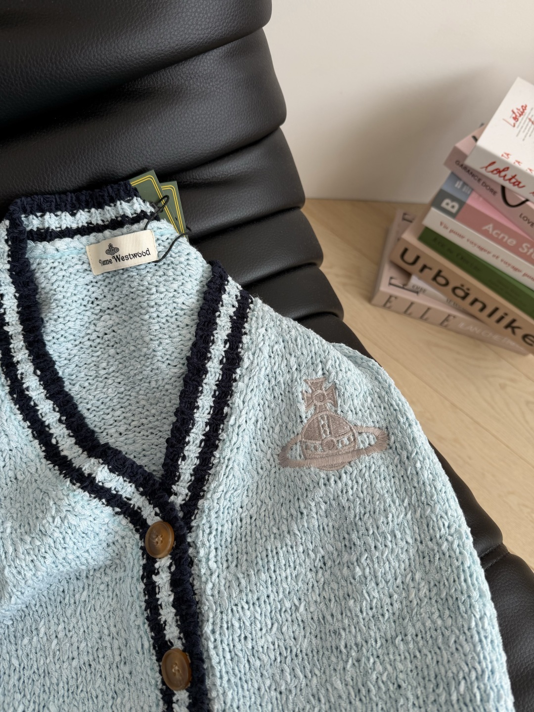 Saturn Embroidery V-Neck Cardigan Women's Autumn Winter Glacier Blue 6 cmp i1758795403591 7893 0 4