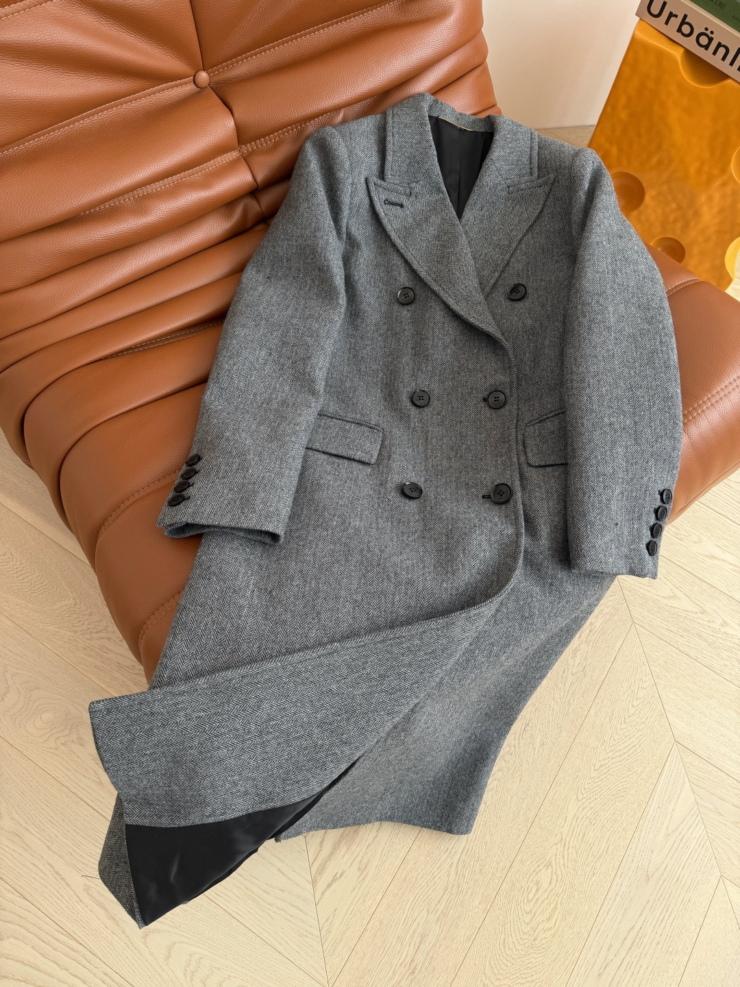 张钧甯 袁泉同款 SLP。 走路带风系列 高级灰羊毛人字纹长款大衣外套 秋冬的必备款 超推荐 人字纹加厚