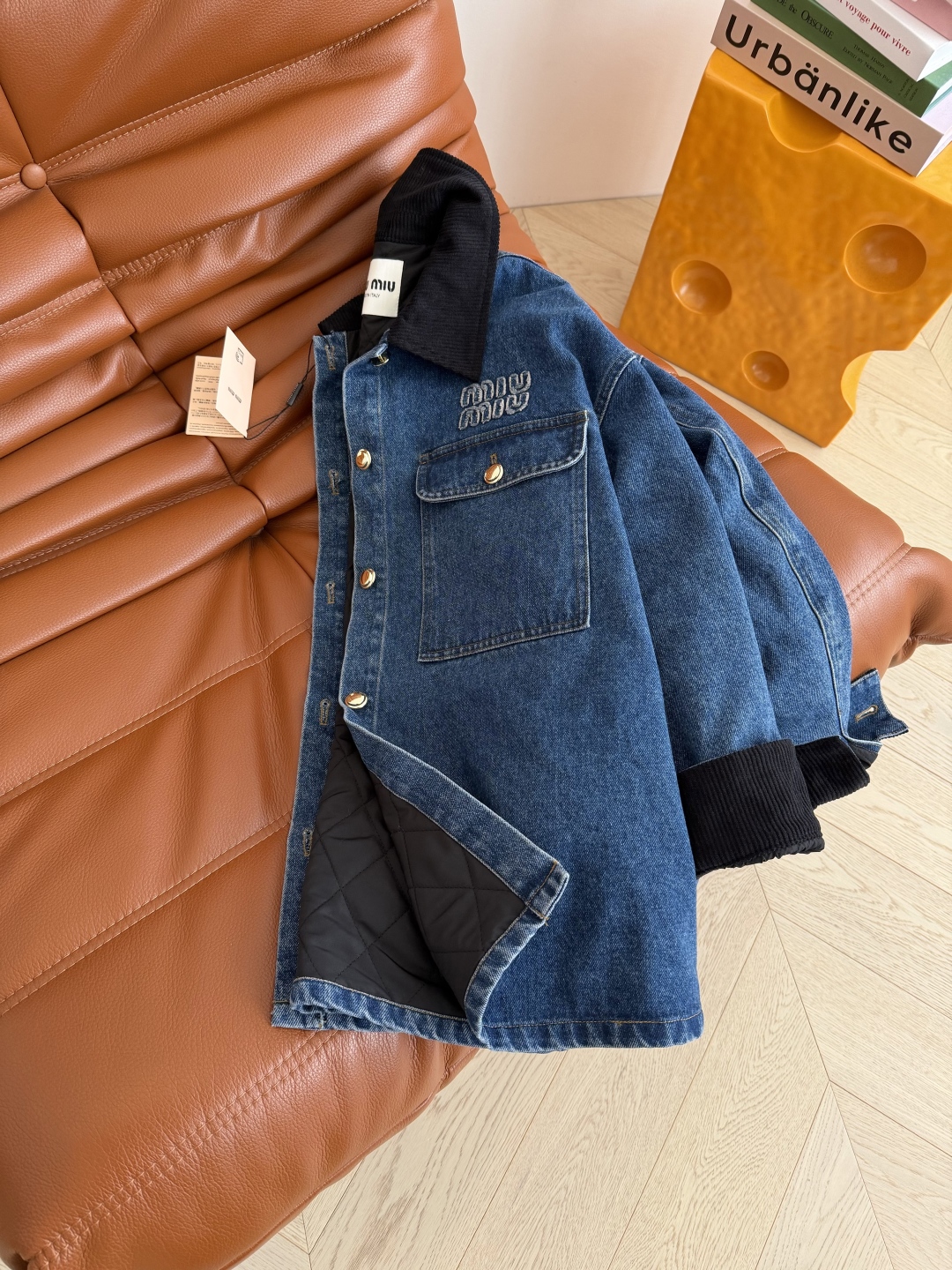 Denim Jacket with Corduroy Collar and Logo Details - Inspired by Stefanie Sun 3 cmp i1761388584981 7333 0 1