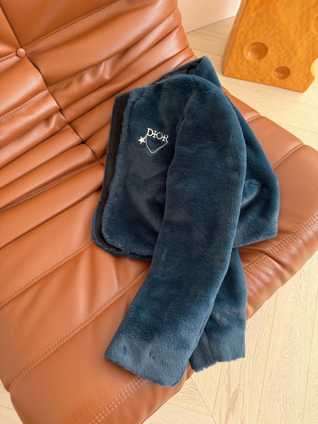 Peacock Blue Faux Mink Fur Jacket with Star Brooch - Elegant Outerwear 8 cmp i1762684458780 2075 0 6