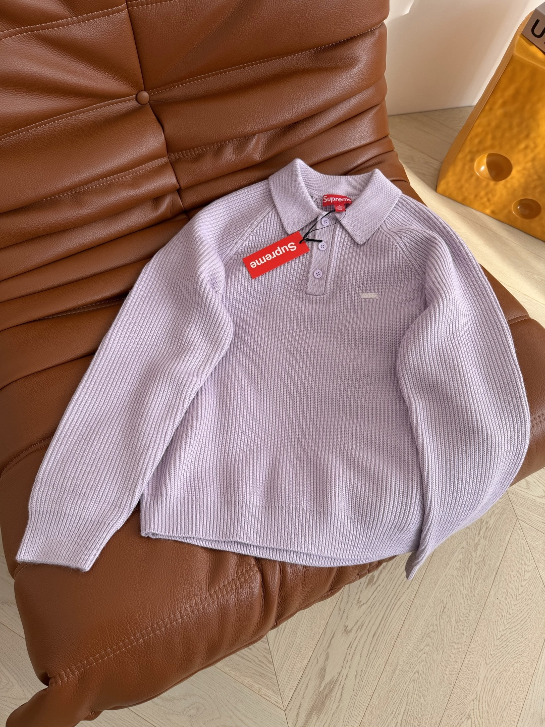 25FW新款 小字母logo刺绣装饰翻领Polo毛衣 薰衣草紫和纯黑色 冬季必备百搭款 单穿或者叠穿 美