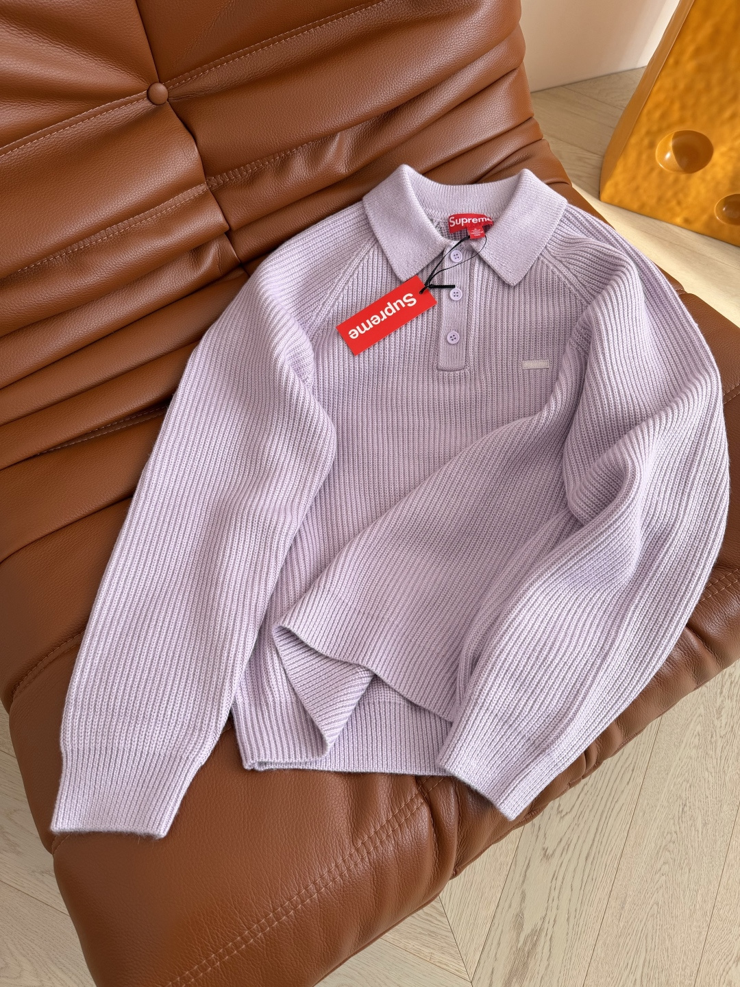 25FW新款 小字母logo刺绣装饰翻领Polo毛衣 薰衣草紫和纯黑色 冬季必备百搭款 单穿或者叠穿 美