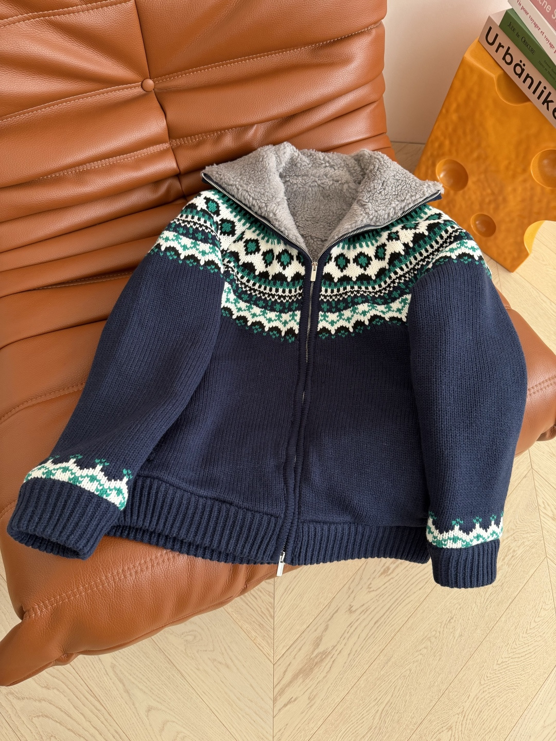 刘浩存同款 25新款 费尔岛图案开衫毛衣外套 满满的圣诞和节日氛围感 两面都可以穿 一面针织 一面毛绒 