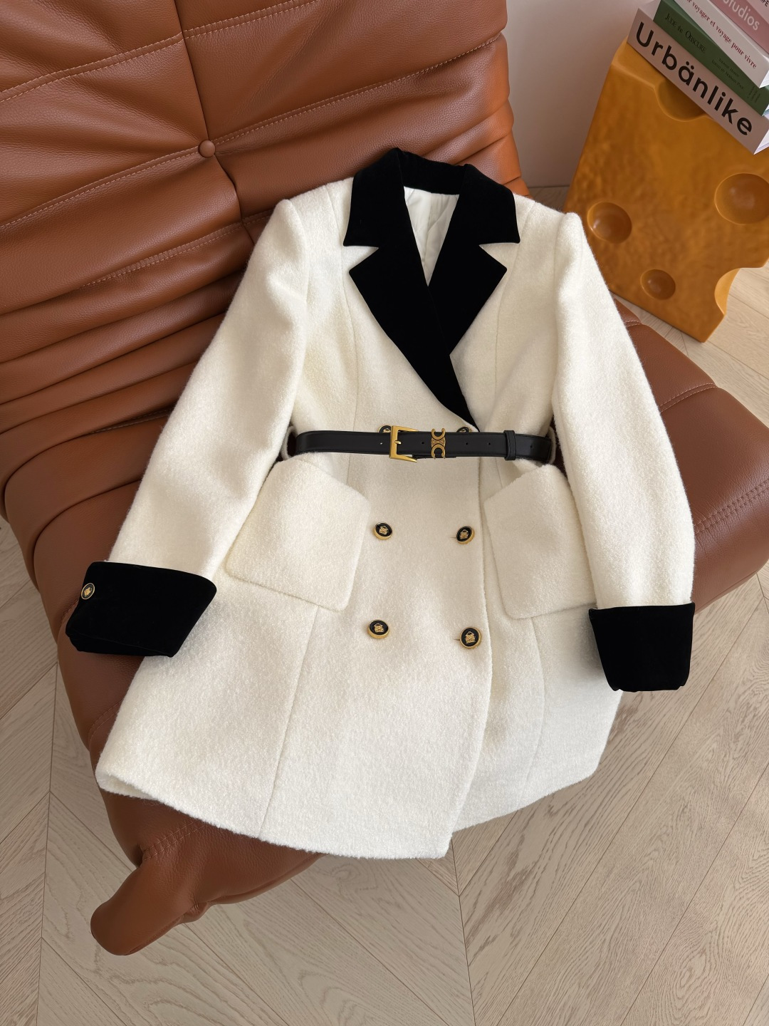 精致又高级 25 新款 丝绒领子拼接羊毛连衣裙 内里夹棉设计 保暖不臃肿 显瘦藏肉 可以当连衣裙穿或者当