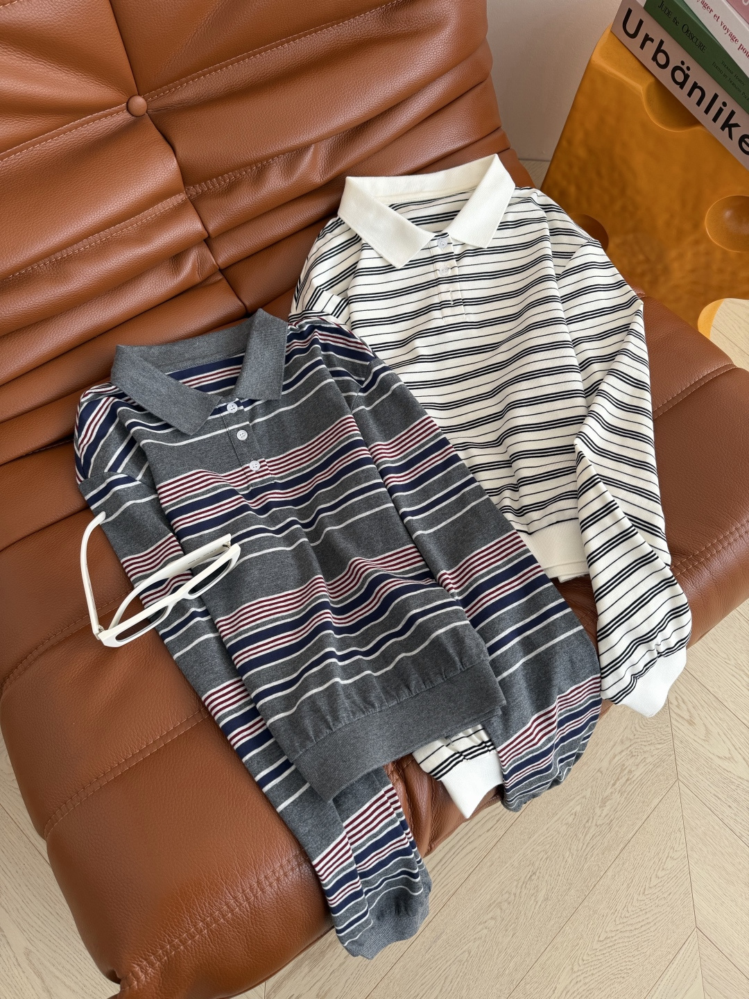 日常休闲穿搭 Polo翻领小上衣 太好穿了 条纹配色很好看 一股学院减龄风 不管什么身材都可以驾驭 休闲
