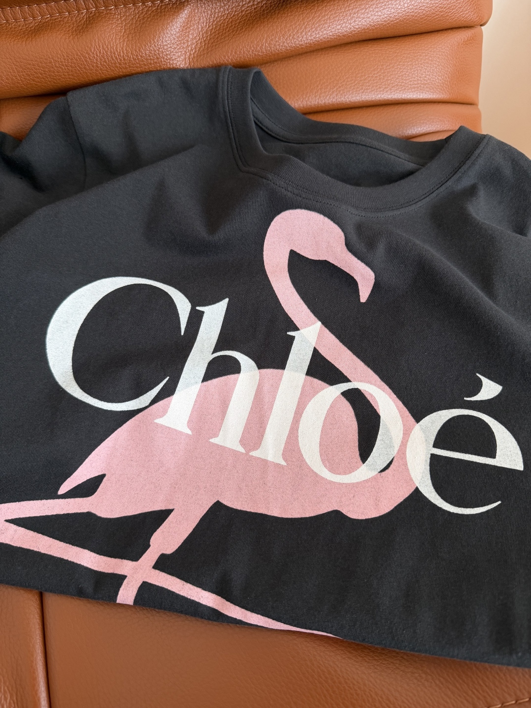 26春夏 粉色火烈鸟🦩印花装饰T恤 颜色是炭灰色 很特别 百搭又不失设计感 粉色火烈鸟+字母logo组合