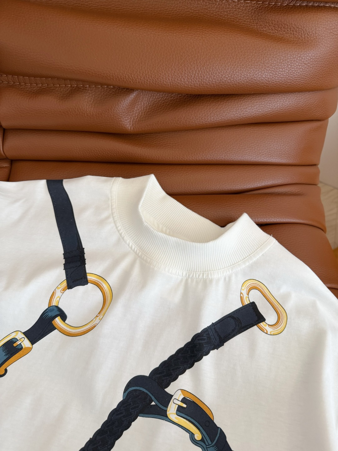 26春夏 皮带链条图案⛓️印花短袖T恤 经典大气的图案 很高级 自带辨识度 版型是廓形感的短款剪裁 上身