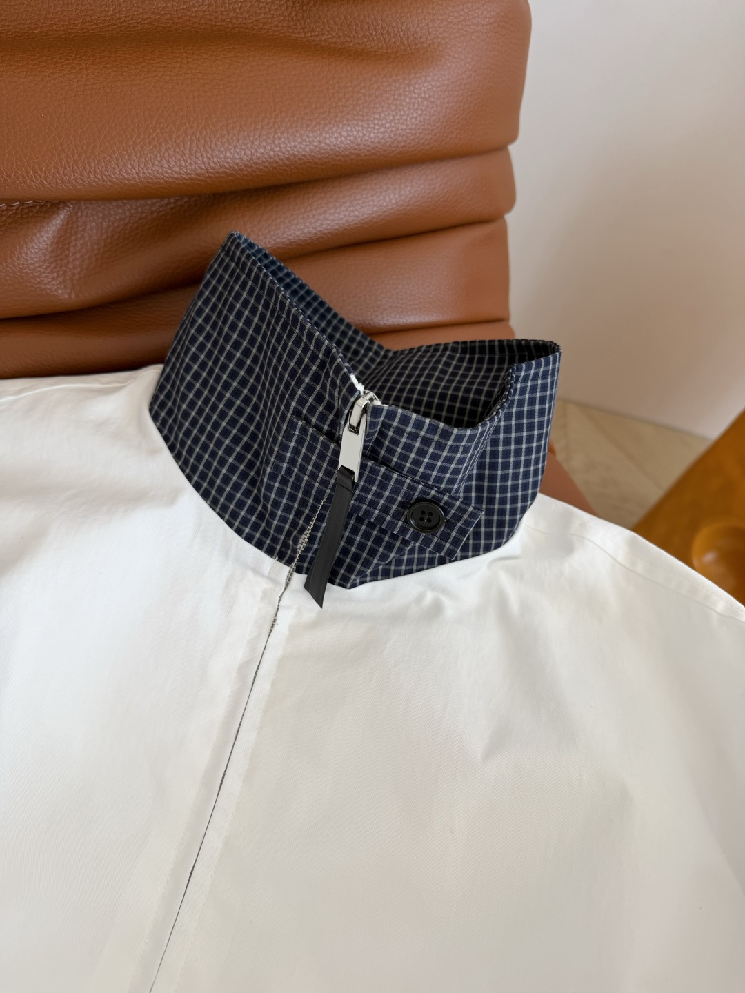 26春夏 小众设计款 格子拼接设计白色夹克外套 日常休闲款 各种凹造型都需要的一件外套 轻薄款 实穿性很