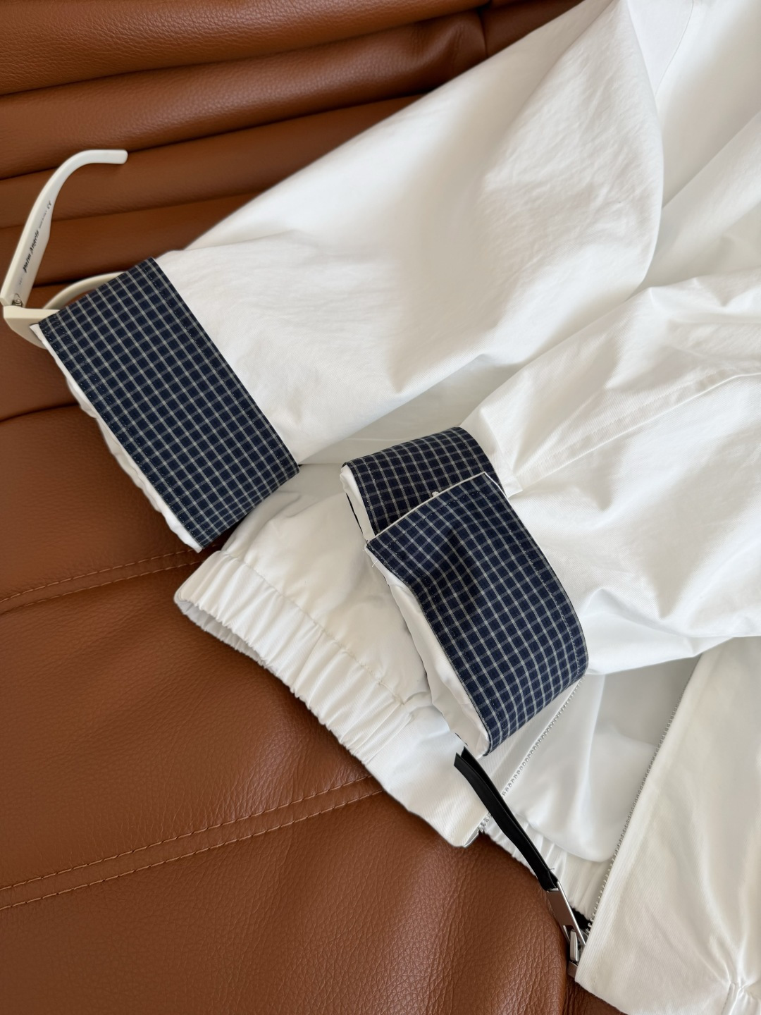 26春夏 小众设计款 格子拼接设计白色夹克外套 日常休闲款 各种凹造型都需要的一件外套 轻薄款 实穿性很