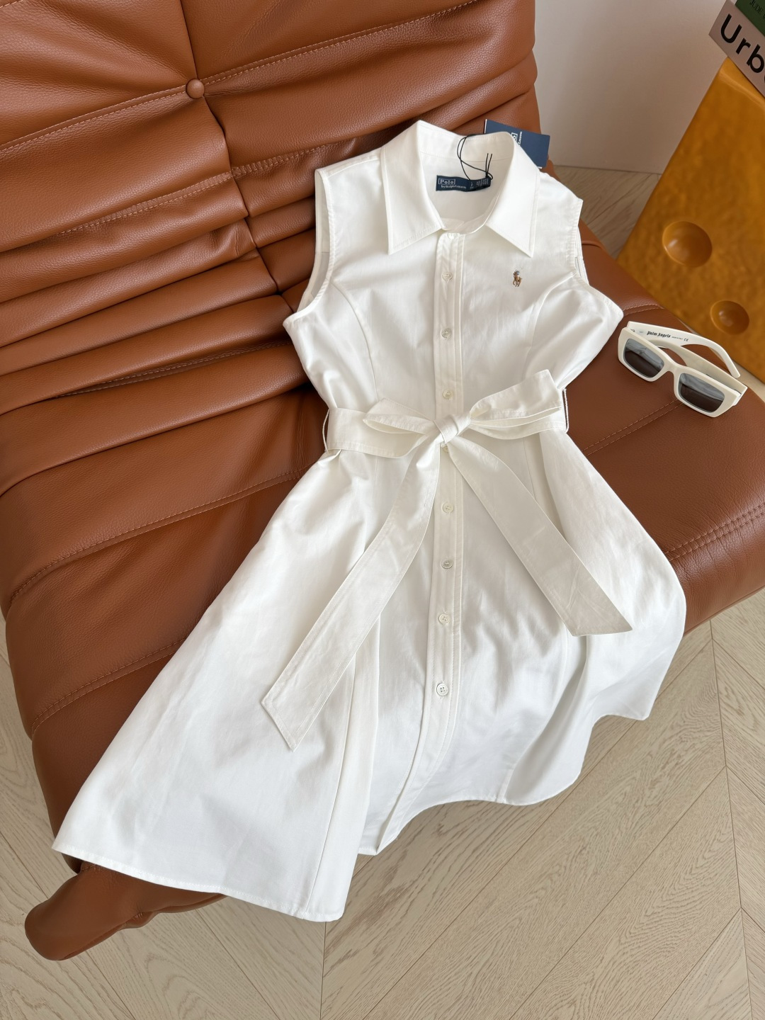 白月光裙子 26新品 彩色小马刺绣绑带连衣裙 三个颜色都很好看 小鸡黄特别显白 减龄又时髦 搭配了系腰带