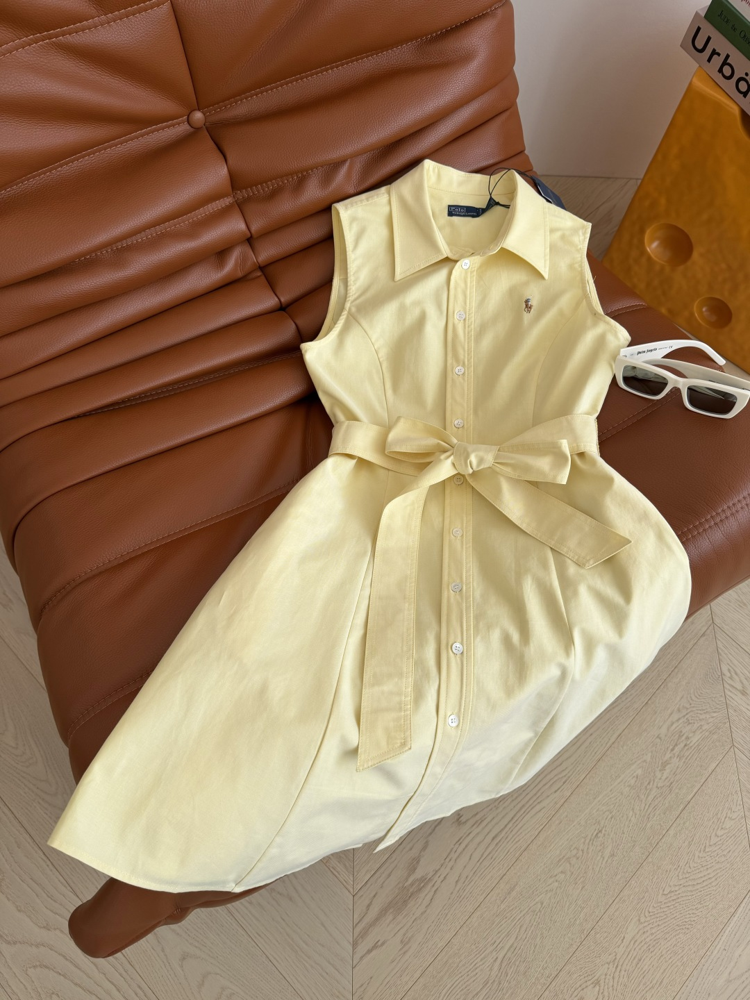 白月光裙子 26新品 彩色小马刺绣绑带连衣裙 三个颜色都很好看 小鸡黄特别显白 减龄又时髦 搭配了系腰带