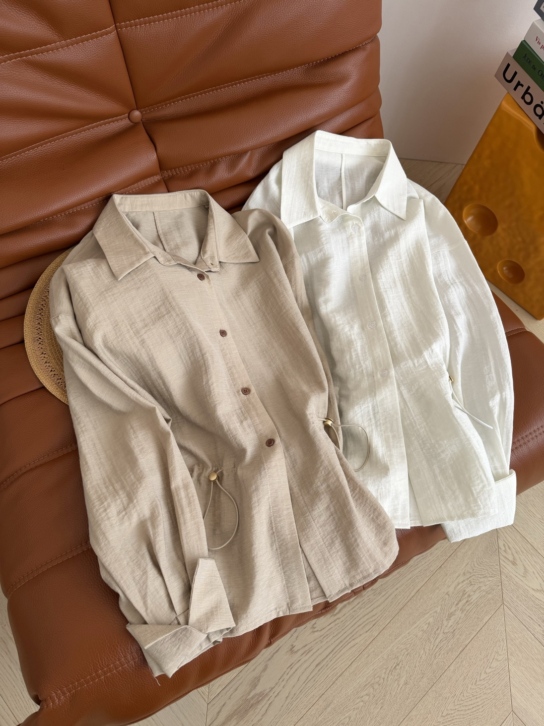 简约风防晒衬衫 26新款 小众设计师款 腰部抽绳设计衬衫 轻薄天丝面料 透气性很好 可以当防晒衬衫 出街