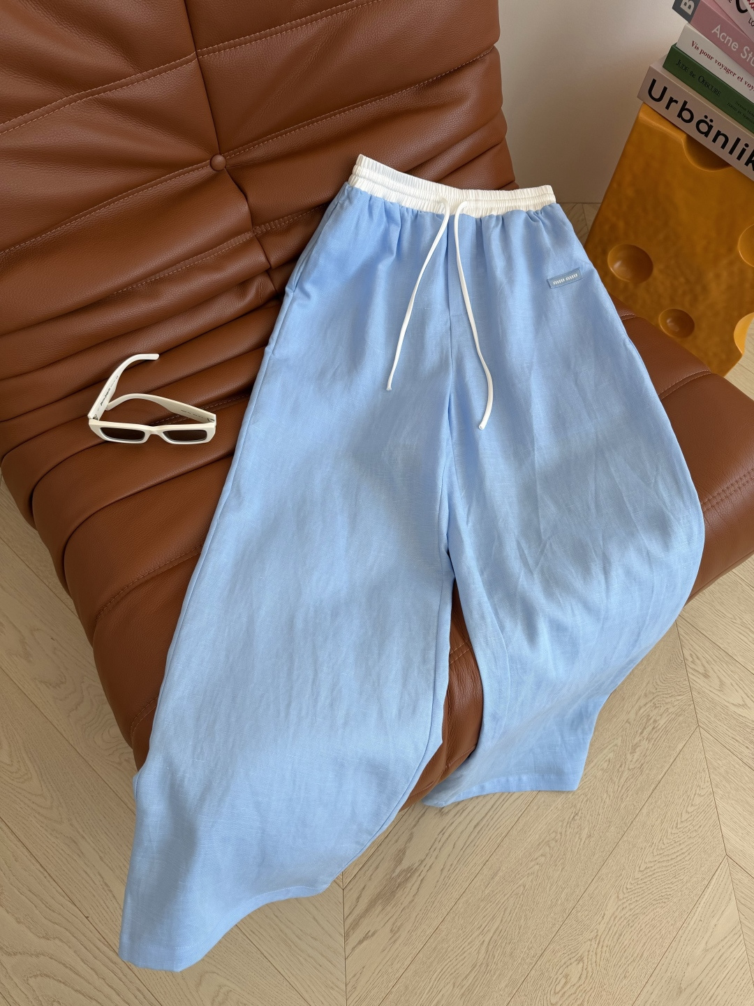 夏季出街必备款 26ss 小字母针织徽标装饰亚麻裤 日常休闲必备 慵懒感 是日常出街或者度假的百搭款 抽