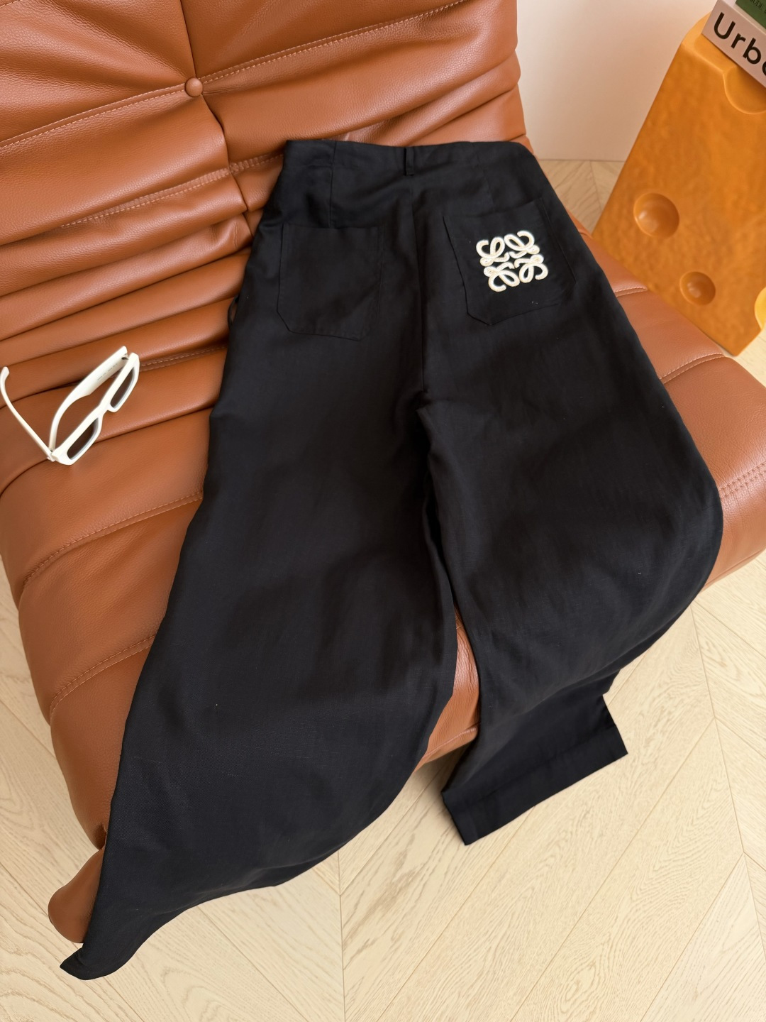 慵懒在线 26ss💛💛后备口袋方形logo刺绣亚麻裤 采用100%纯亚麻面料 重磅夏季款 超推荐 阔腿裤