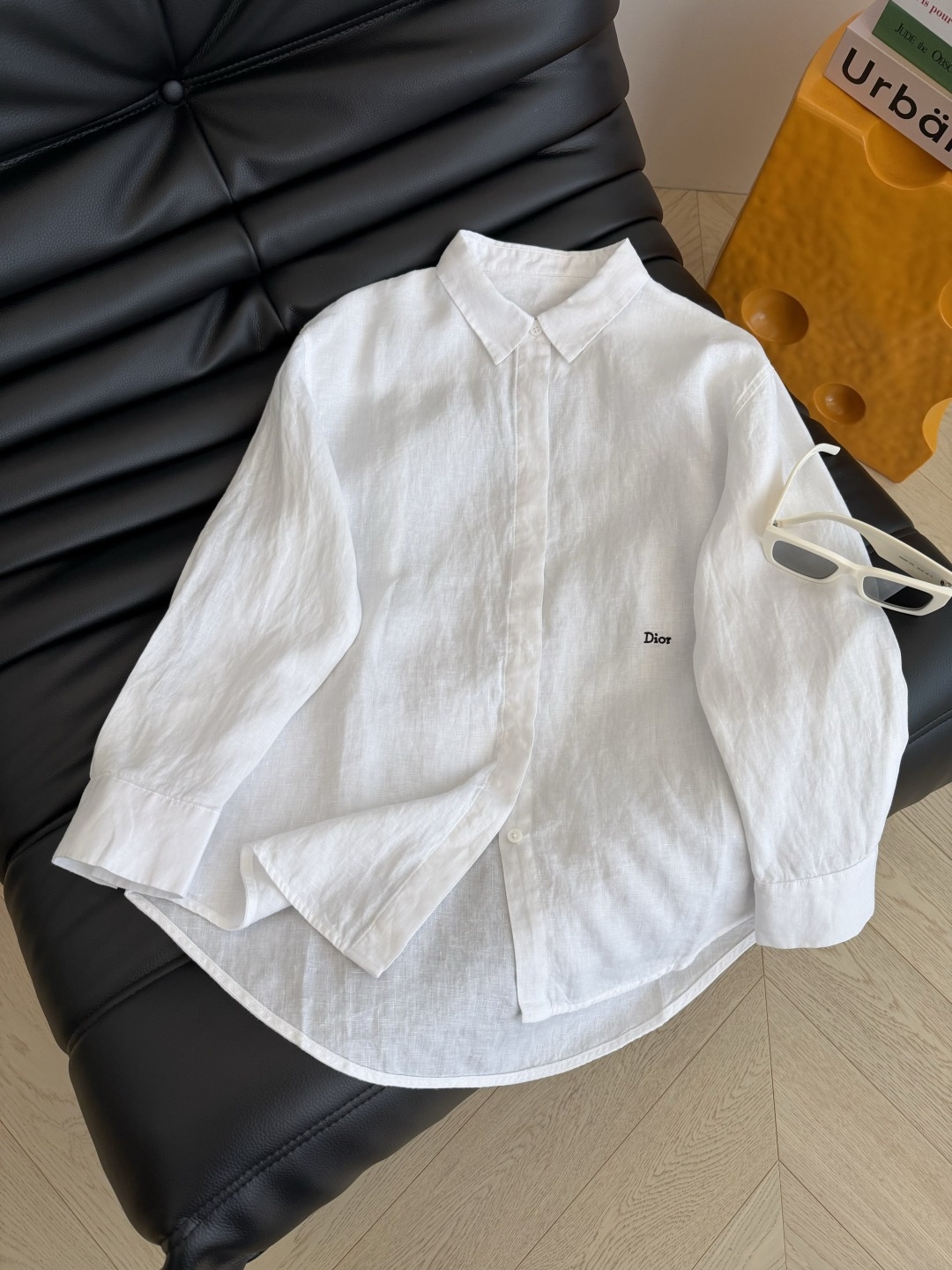 超级出片的防晒衫 26ss 🆕🆕 腰部字母logo刺绣亚麻衬衫 克莱因蓝太好看了啦/牛油果绿上身很显白/