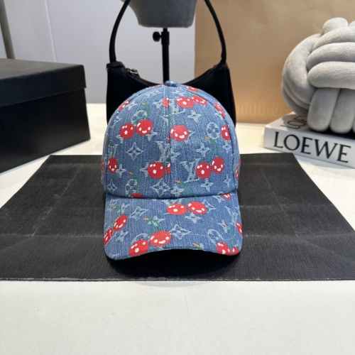 Louis Vuitton x TM Denim Cerise Baseball Cap with Monogram and Cherry Print 1 Louis Vuitton x TM Denim Cerise Baseball Cap with Monogram and Cherry Print