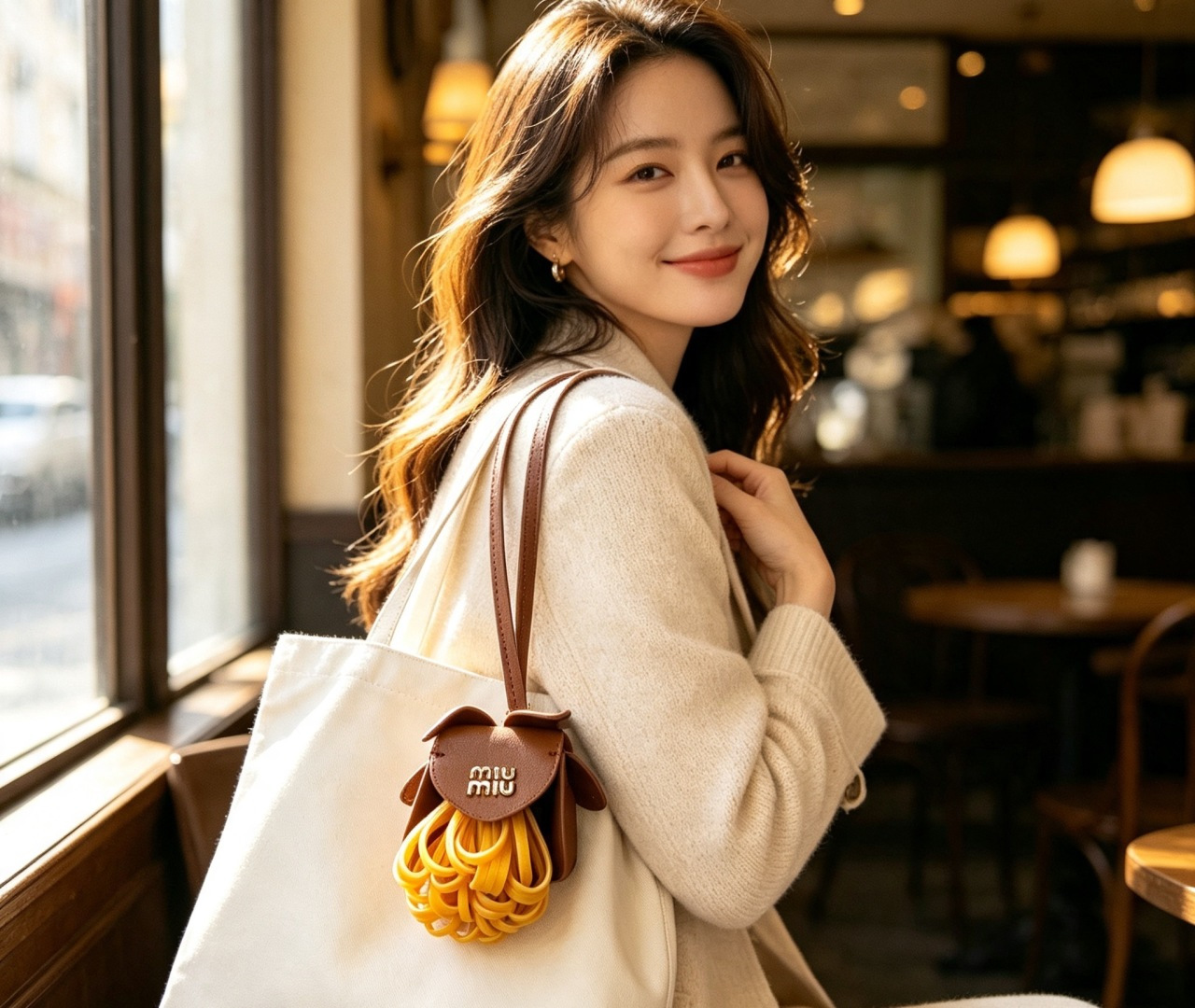 NO:938480,60 MiuMiu's creative pasta-shaped leather pendant is full of retro and playful girly fun. The small bag shell is made of fine cowhide, the miu miu logo is engraved on the metal, and the interior is equipped with simulated yellow pasta tassels, giving it a vivid and unique shape.  Comes with a long leather lanyard, which can be hung on tote bags, armpit bags, and backpacks as bag decorations. The sweet retro style breaks up boring outfits, has both creativity and light luxury texture, and is very innovative for daily matching, collection and gift giving., scarves and hats     , miumiu, totes, backpacks, cowhide, hats1986090960 MiuMiu创意意面造型皮革挂饰,充满复古俏皮的少女趣味.甄选细腻牛皮打造小包外壳,金属镌刻miu miu标识,内里搭配仿真黄色意面流苏,造型生动别致. 附带长款皮质挂绳,可悬挂于托特包、腋下包、背包之上,作为包袋装饰点缀.甜趣复古风格,打破沉闷穿搭,兼具创意与轻奢质感,日常搭配、收藏送礼都极具新意.,围巾帽子    ,miumiu,totes,backpacks,cowhid,accessory