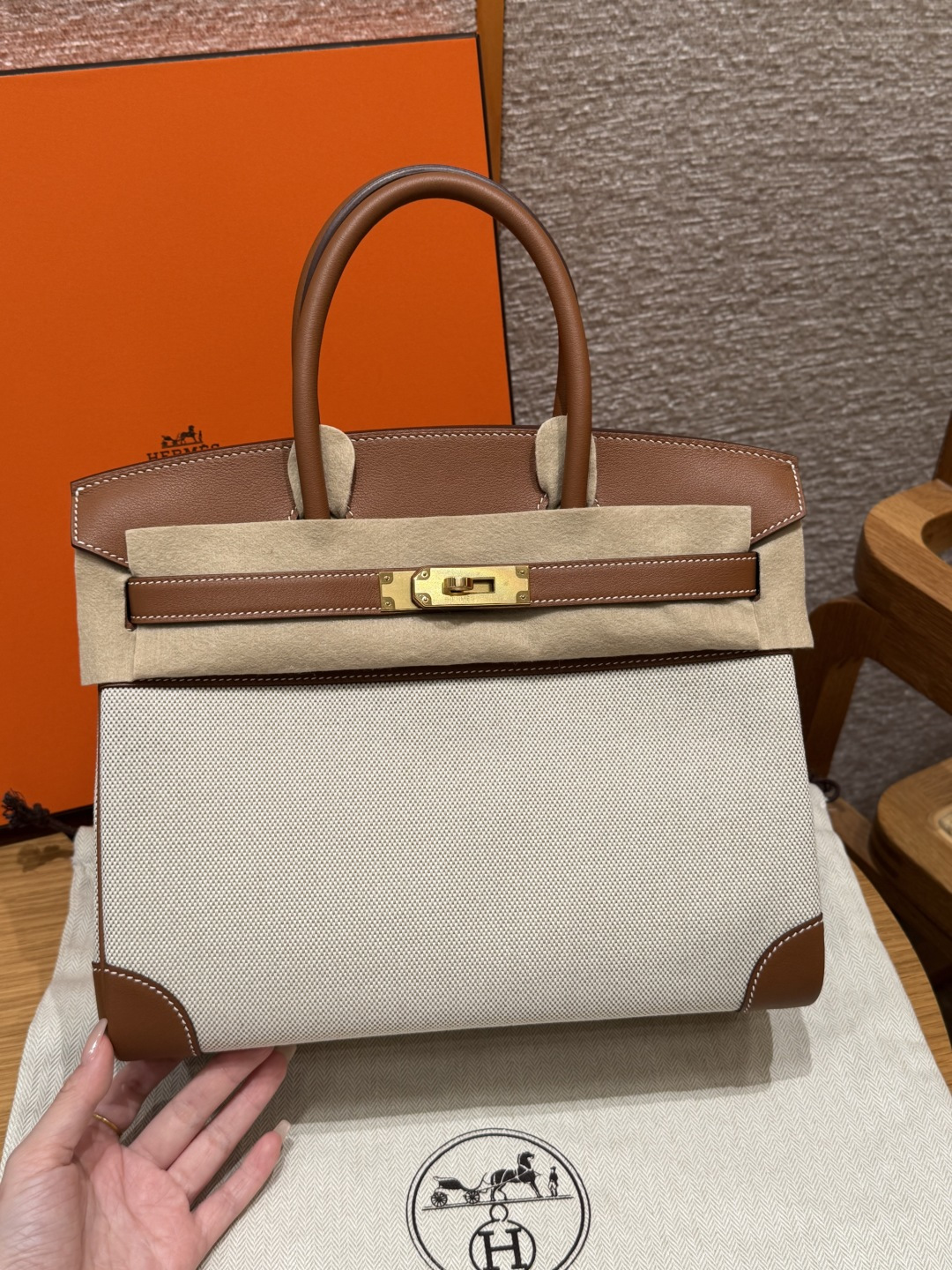 Hermès Toile H Birkin 30cm (Gold)