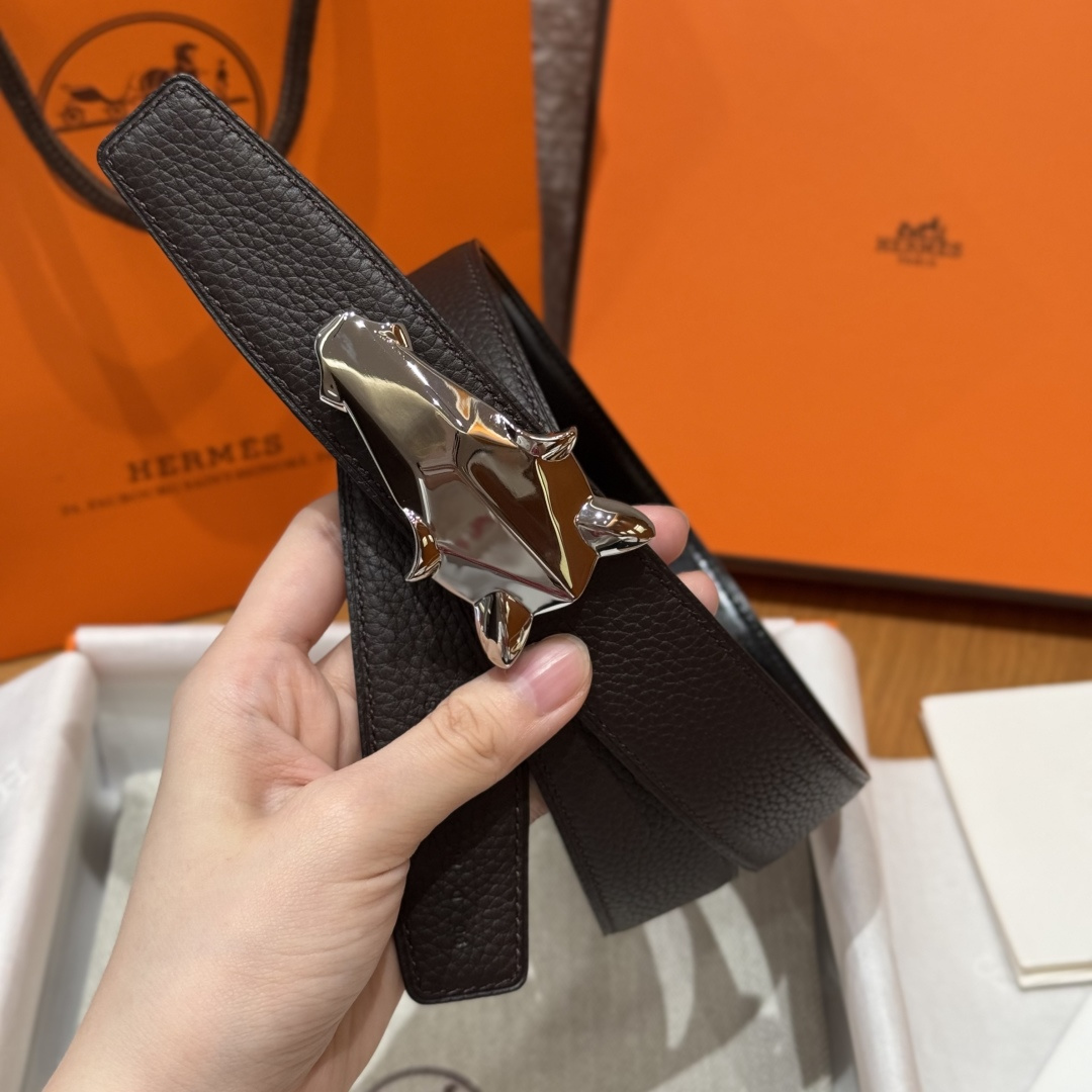 에르메스 셰느당크르 링크 양면 송아지가죽 벨트 상세 이미지 3