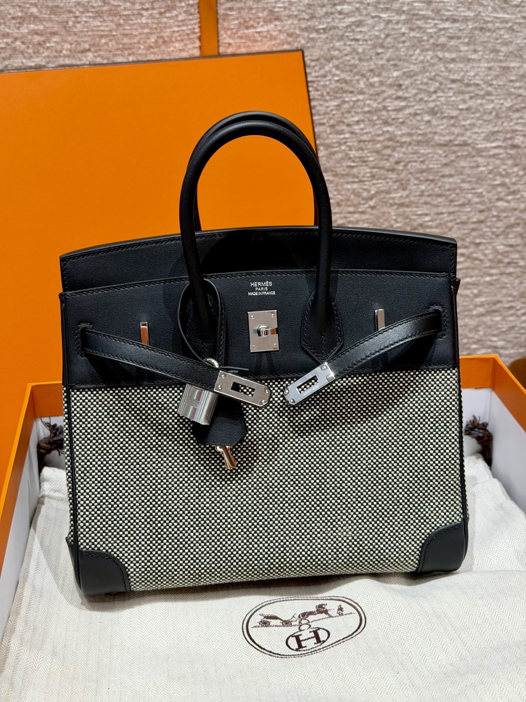 Hermès Toile H Birkin 25cm (Noir)