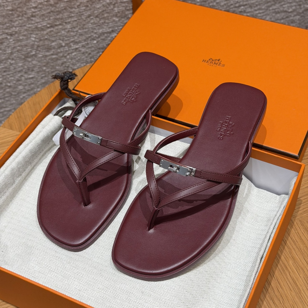 HERMES MISS шлёпанцы аднапалосныя жаночыя веснавое-асеннія класічныя модныя