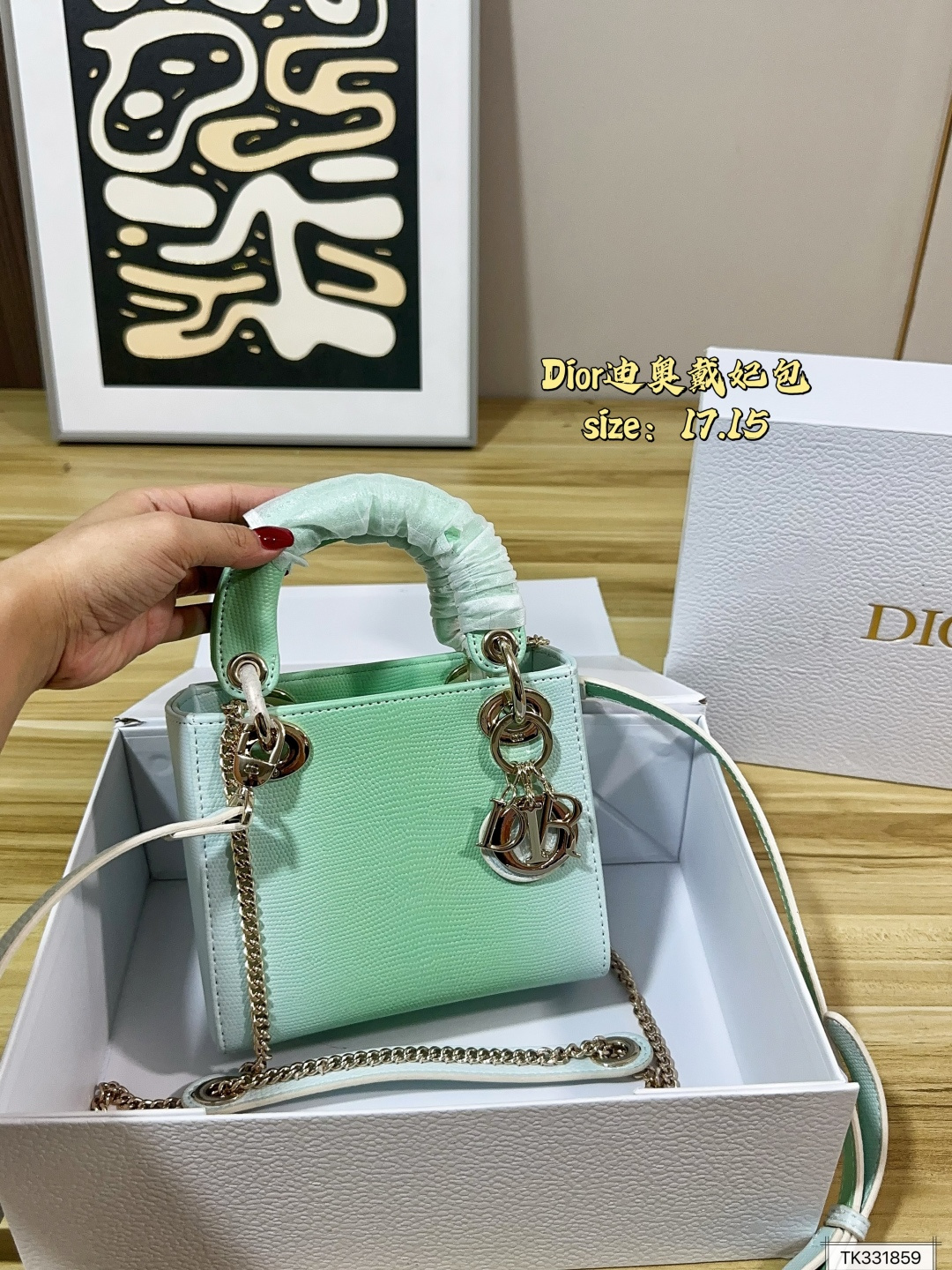 Dior Lady Mint Green 17cm crossbody everyday