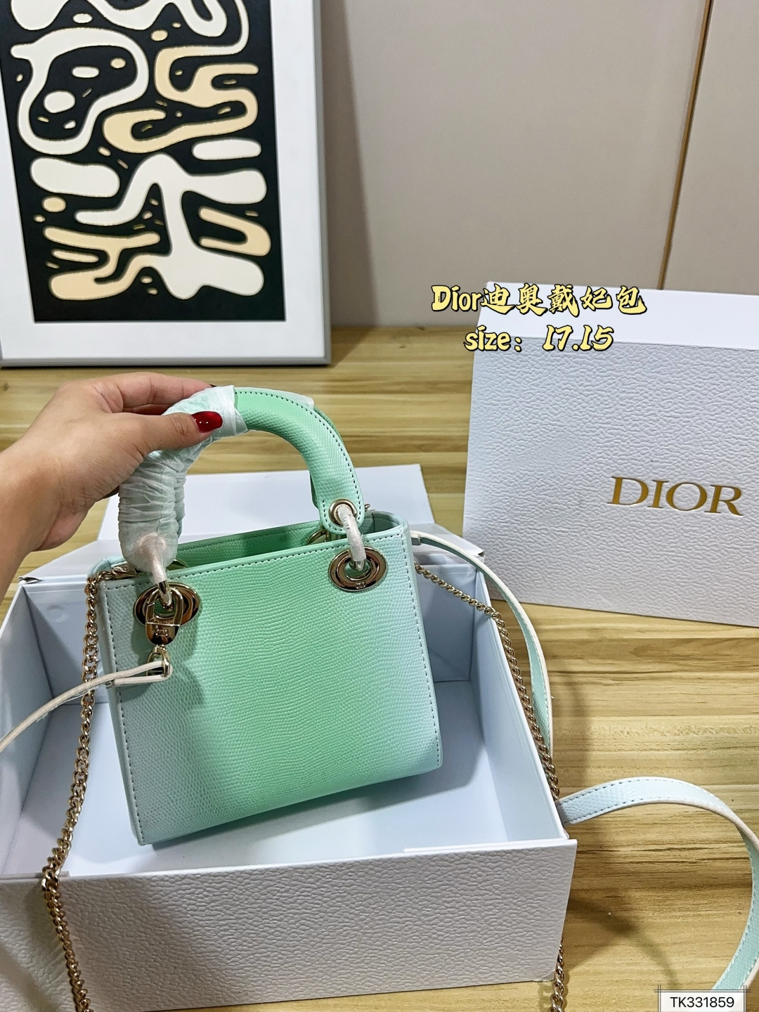 Dior Lady Mint Green 17cm crossbody everyday