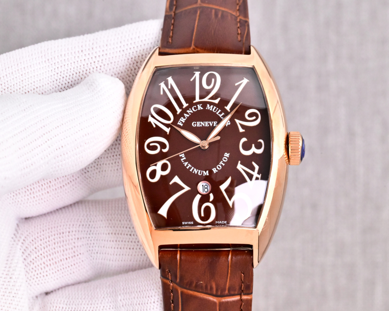 NO:822286,FM simple three-hand mechanical white case rose gold FM Franck Muller LM8 Franck Muller 55*42*13mm fully automatic mechanical movement double-sided calfskin original pin buckle barrel-shaped arch bridge case under the scorching sun High-profile luxury and exquisite recommended men's mechanical watch The best luxury recommendation for gifts, please look for exclusive quality,,cowhide19860909FM 简约三针机械白壳 玫金  FM 法兰克 穆勒LM8 Franck Muller 55*42*13mm 全自动机械机芯 双面小牛皮原装针扣 酒桶形拱桥状壳 烈日之下 万众瞩目 奢华精致推荐男士机械腕表 送礼最佳奢华推荐请认准独家品质,,cowhide,Watch