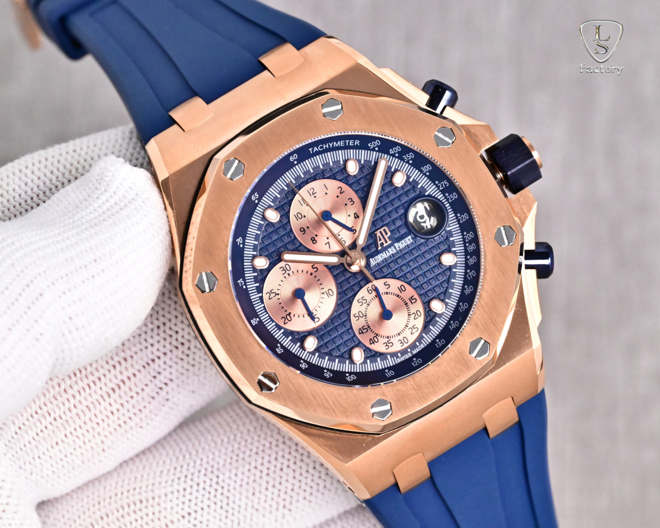 NO:858837,Produced by LS Tape Model Steel Belt Model LS Factory Audemars Piguet APLS1 Audemars Piguet Audemars Piguet Royal Oak Offshore Series 26470ST.OO.A101CR.01 Brand new upgraded version, to eliminate fakes at first glance 1. The movement adopts Shanghai (12 small seconds) modified Cal.3126 movement, [enlarged magnifying glass calendar, better appearance] quality is more stable. 2. The case is made of Japanese 316  Made of stainless steel, the steel case is brighter and brighter (not ordinary 306 steel used in the market) 3. The mirror is made of sapphire glass 4. The strap is made of imported fluorine rubber tape, which is more comfortable to wear and feels better 5. The dial is upgraded, the dial pattern is slow-cut by CNC (not hydraulic type), the finished texture is clear, the iconic squares are now connected to each other through crosses, luxury and exquisite, recommended men's multi-function mechanical watch  For the best luxury gift recommendations, please look for LS exclusive quality, audemars19860909LS 出品 胶带款 钢带款  LS Factory 爱彼 APLS1 Audemars Piguet 爱彼皇家橡树离岸型系列 26470ST.OO.A101CR.01 全新升级版,杜绝一眼假 1, 机芯采用上海（12 小秒）改 Cal.3126 机芯,【加大放大镜日历,更佳美观】质量更稳定. 2, 表壳采用日本 316 精钢打造,显示出钢壳更佳鲜亮（非市场用普通 306 钢） 3, 镜面采用蓝宝石玻璃镜面 4, 表带采用进口氟橡胶胶带,配带起来更加舒服,手感更好 5, 表盘升级,表盘纹路由CNC慢冼（非油压式）,成品纹路清晰,标志性的方形现在通过十字相互连接,奢华精致推荐男士多功能机械腕表 送礼最佳奢华推荐请认准LS独家品质,,audemars,Watch