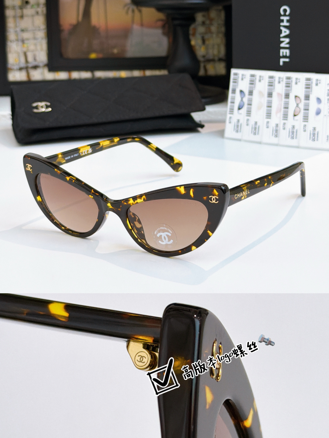 高版本CHANE*MOD：9194SIZE：52口19-140慵懒猫形墨镜🕶️🔝🔝
