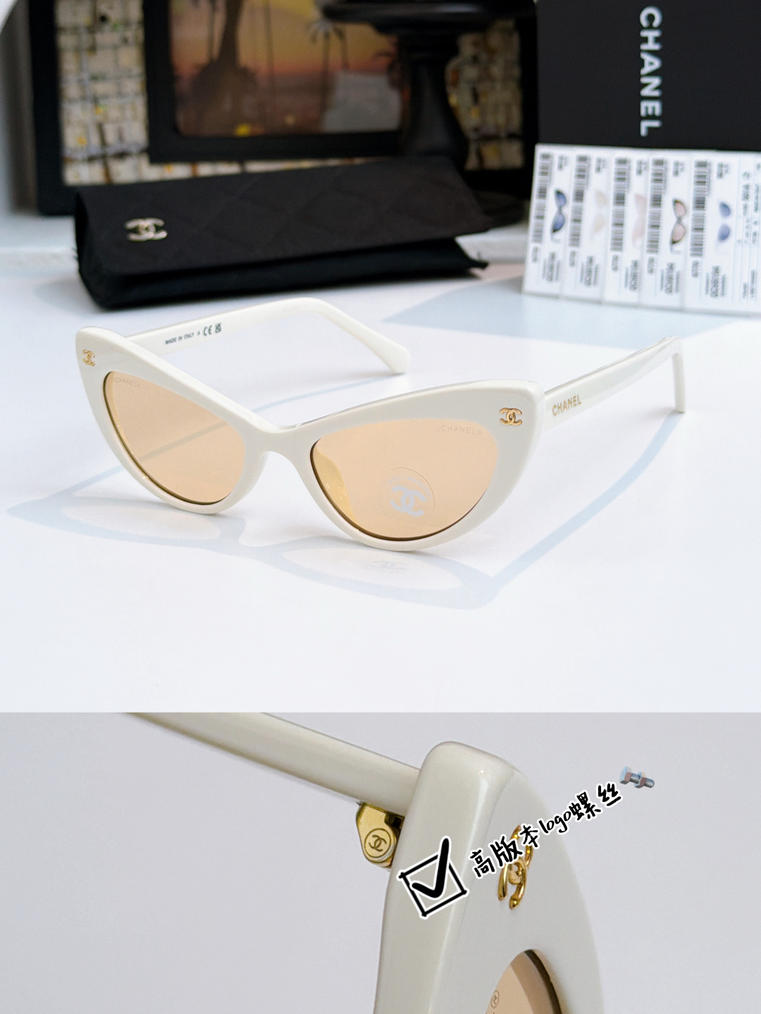高版本CHANE*MOD：9194SIZE：52口19-140慵懒猫形墨镜🕶️🔝🔝