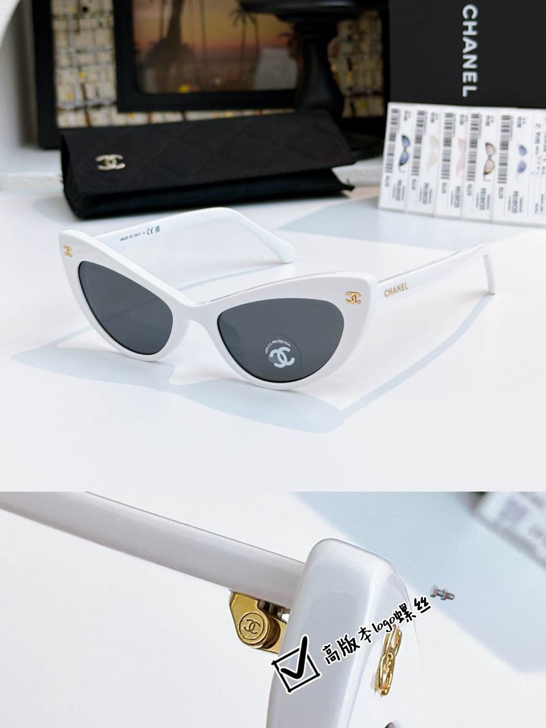 高版本CHANE*MOD：9194SIZE：52口19-140慵懒猫形墨镜🕶️🔝🔝