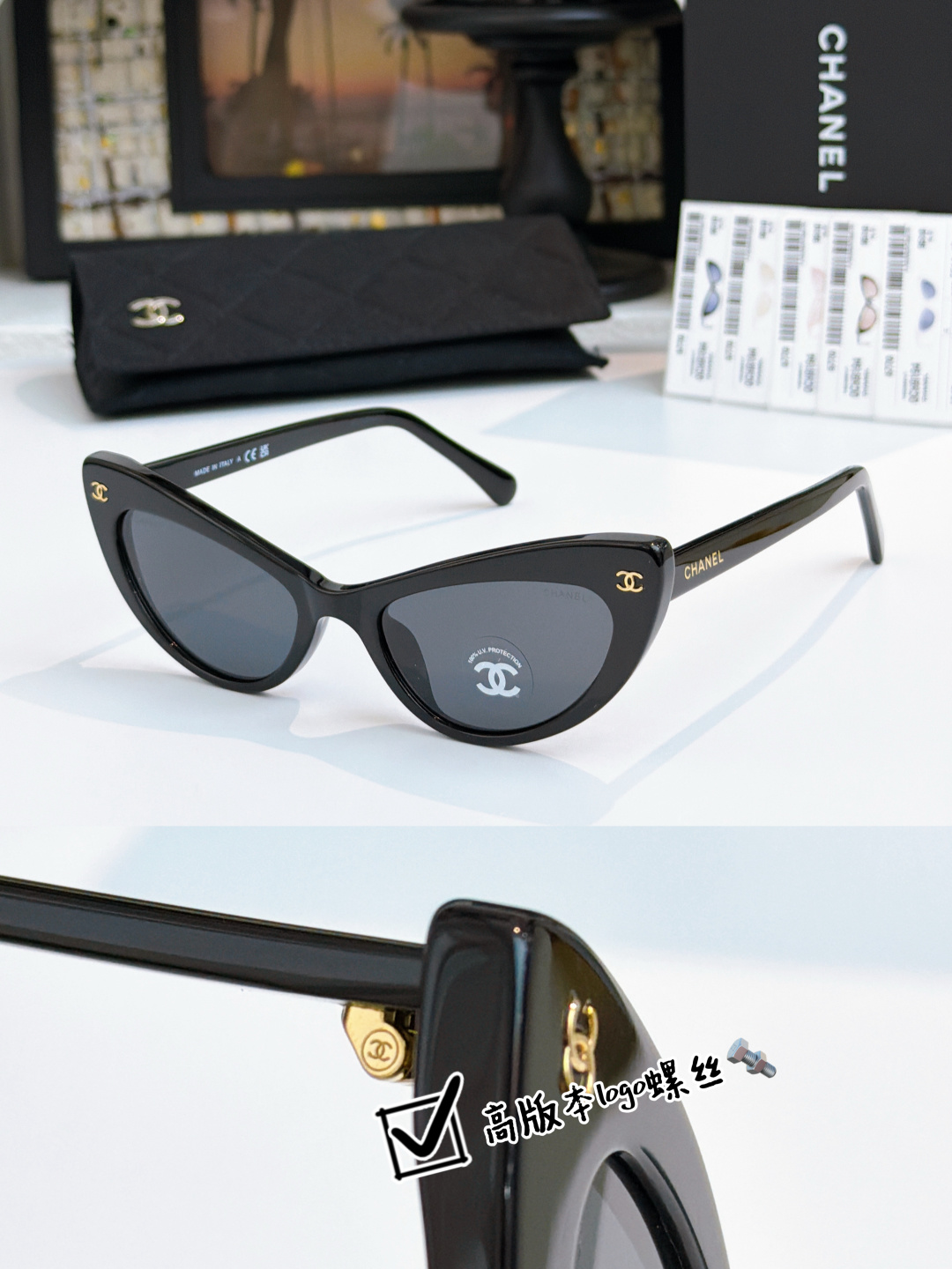 高版本CHANE*MOD：9194SIZE：52口19-140慵懒猫形墨镜🕶️🔝🔝