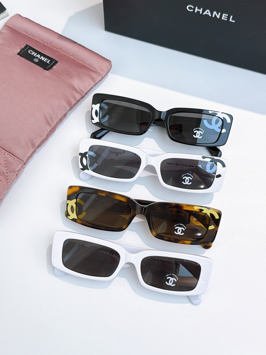 CHANEL Rectangular Acetate Sunglasses