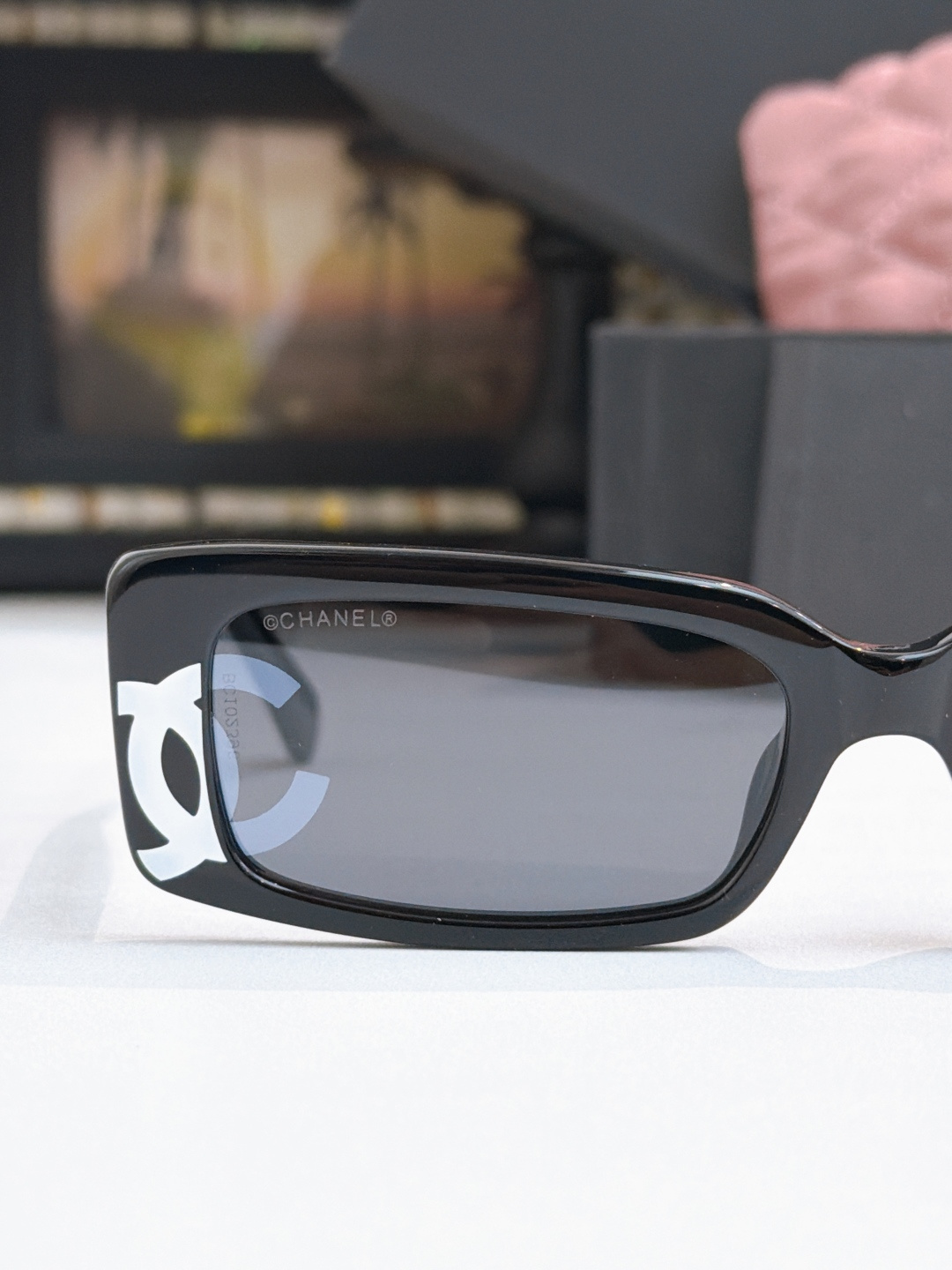 CHANEL Rectangular Acetate Sunglasses