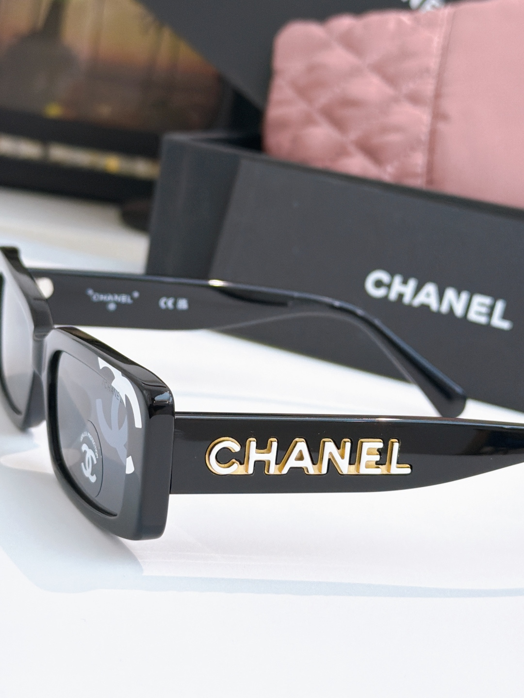 CHANEL Rectangular Acetate Sunglasses