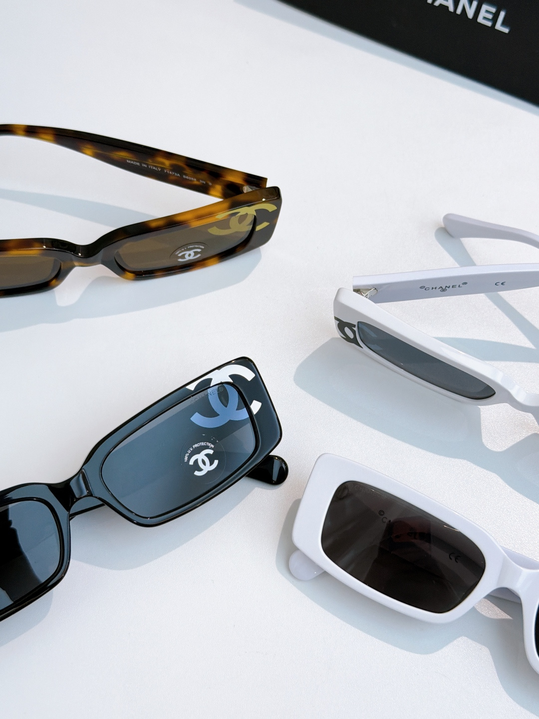 CHANEL Rectangular Acetate Sunglasses