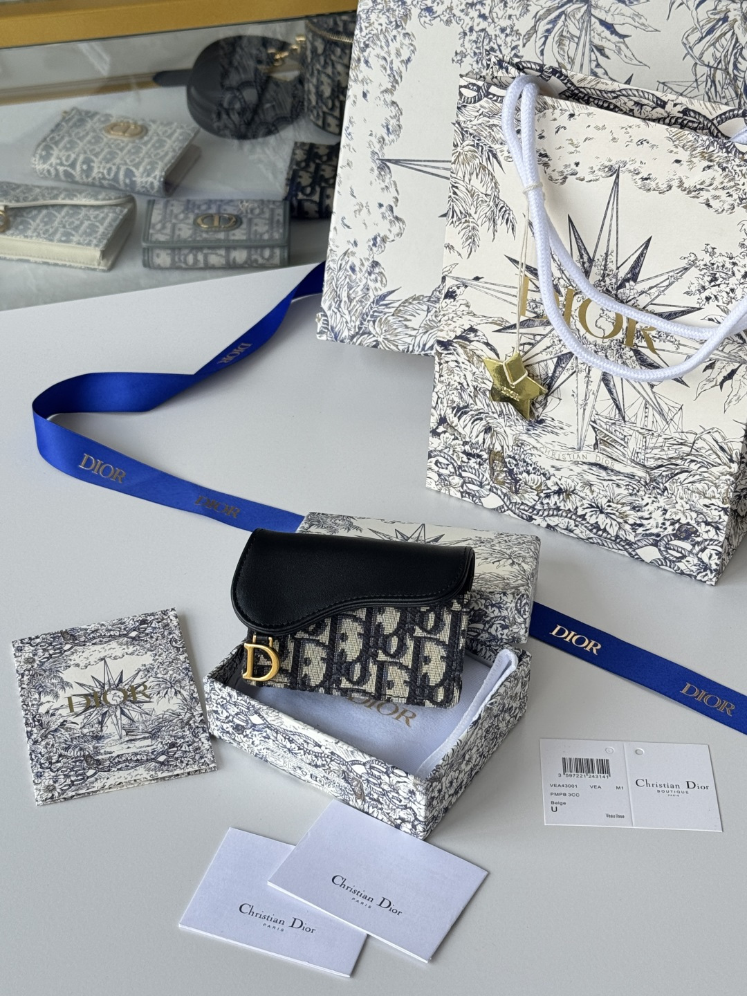 Dior 专用面料配皮 拼色 D家新款马鞍小卡包 小小一只 能放十几张卡和几张现金