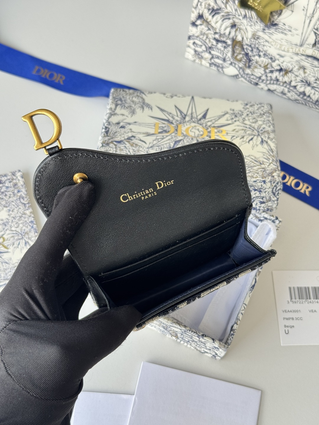 Dior 专用面料配皮 拼色 D家新款马鞍小卡包 小小一只 能放十几张卡和几张现金
