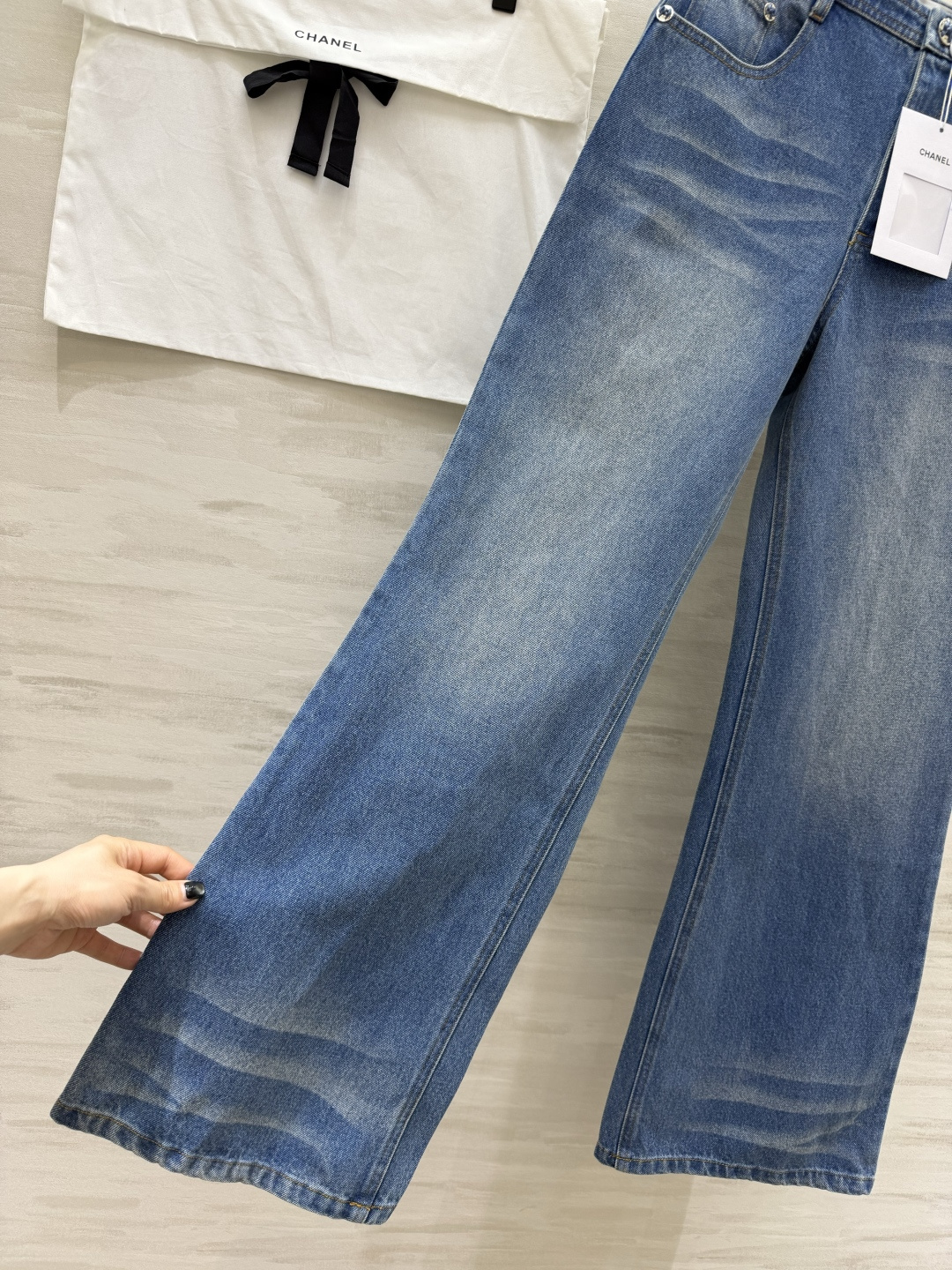 #Chaen♡²⁶做旧牛仔微喇牛仔裤 高品质定制 现货首发size：S/M/L（s码腰围66，裤长：10