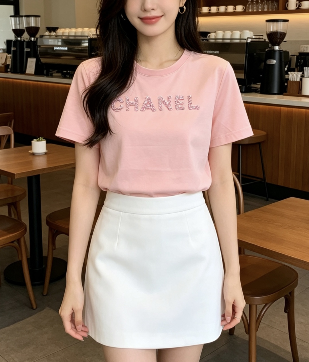 ▫️CHANE♡²⁶｜珠绣T恤▫️White / Pink 双色入▫️手工珠绣，精致细节拉满▫️宽松显瘦