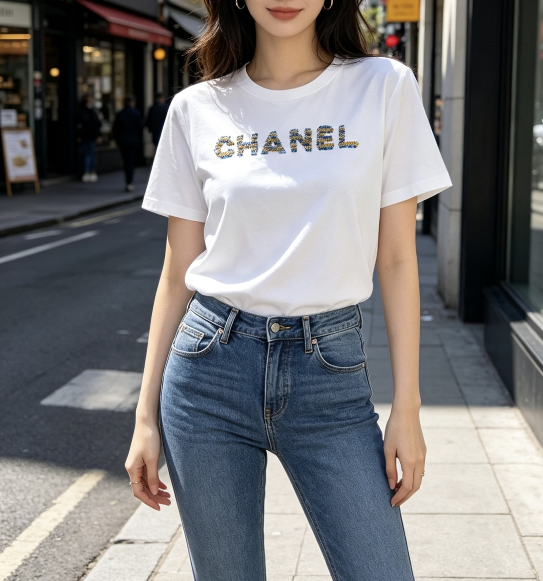 ▫️CHANE♡²⁶｜珠绣T恤▫️White / Pink 双色入▫️手工珠绣，精致细节拉满▫️宽松显瘦