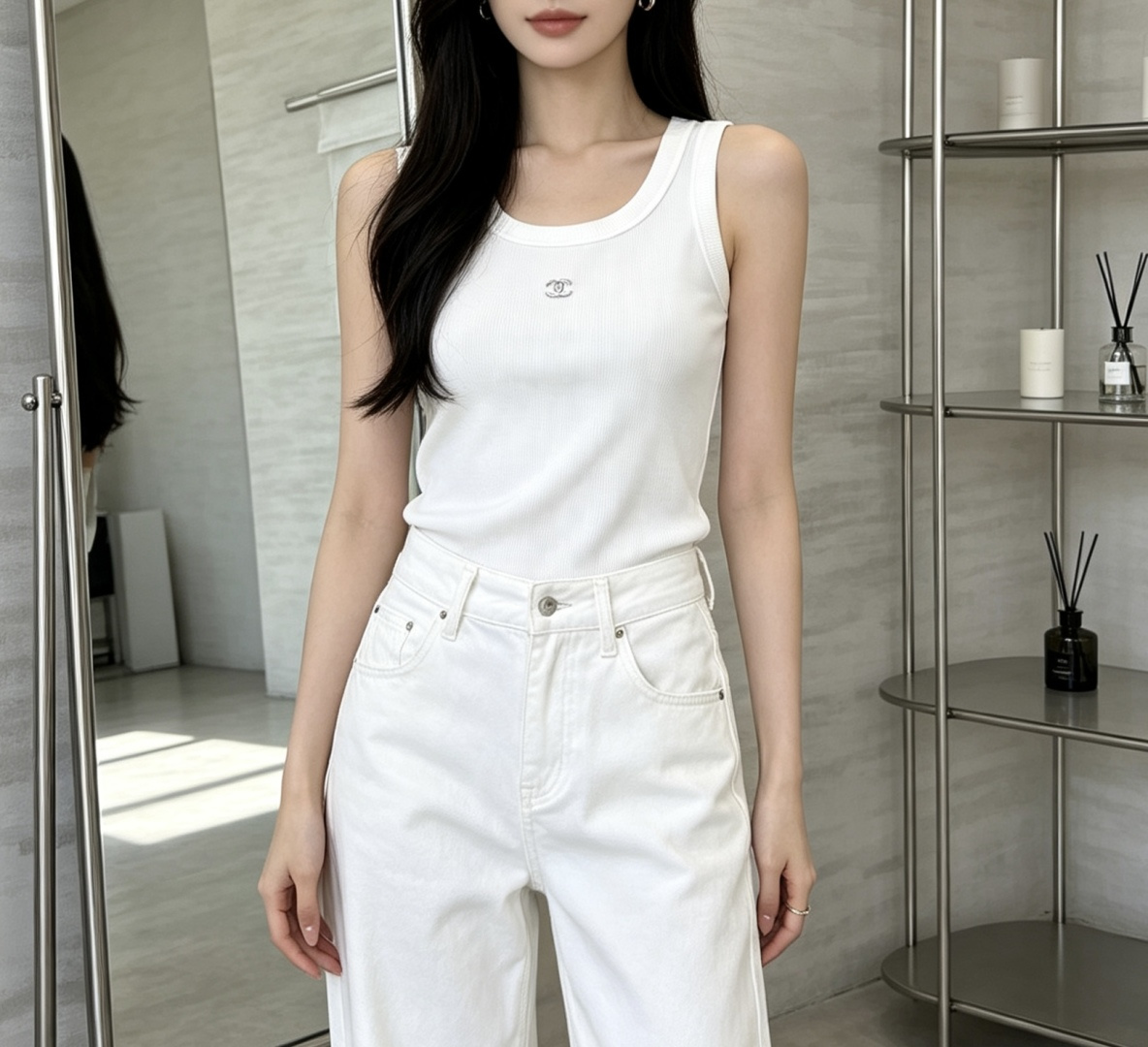 #Chane♡²⁶ss背心｜衣柜里的永不过时款 白/灰/黑三色全齐 把高级感焊在身上！软糯坑条棉 标志性