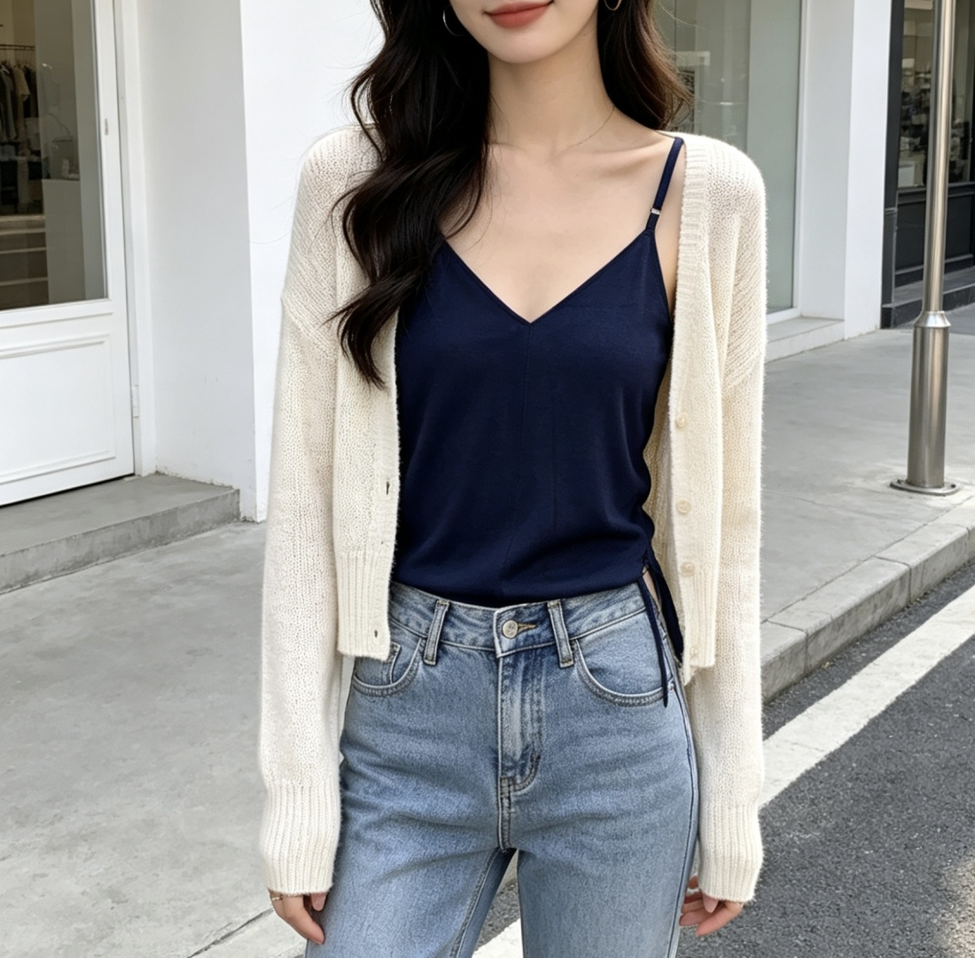 #ysl²⁶羊皮吊带 把高级感焊在身上 藏青/经典黑两色 永不过时的基础款！甄选羊皮面料 软糯细腻 自带