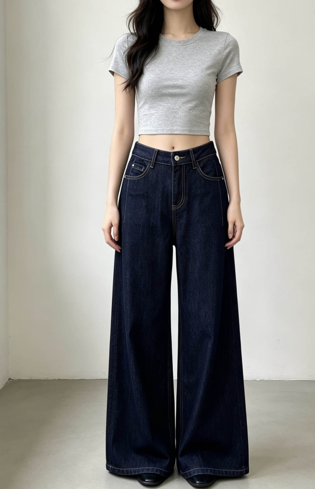 #Brunello Cucinell♡²⁶极简主义｜高级感阔腿牛仔裤 利落剪裁上身自带高级感 高腰设计兼