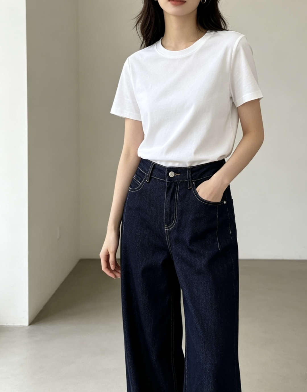 #Brunello Cucinell♡²⁶极简主义｜高级感阔腿牛仔裤 利落剪裁上身自带高级感 高腰设计兼