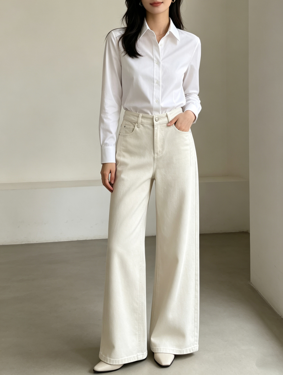 #Brunello Cucinell♡²⁶极简主义｜高级感阔腿牛仔裤 利落剪裁上身自带高级感 高腰设计兼