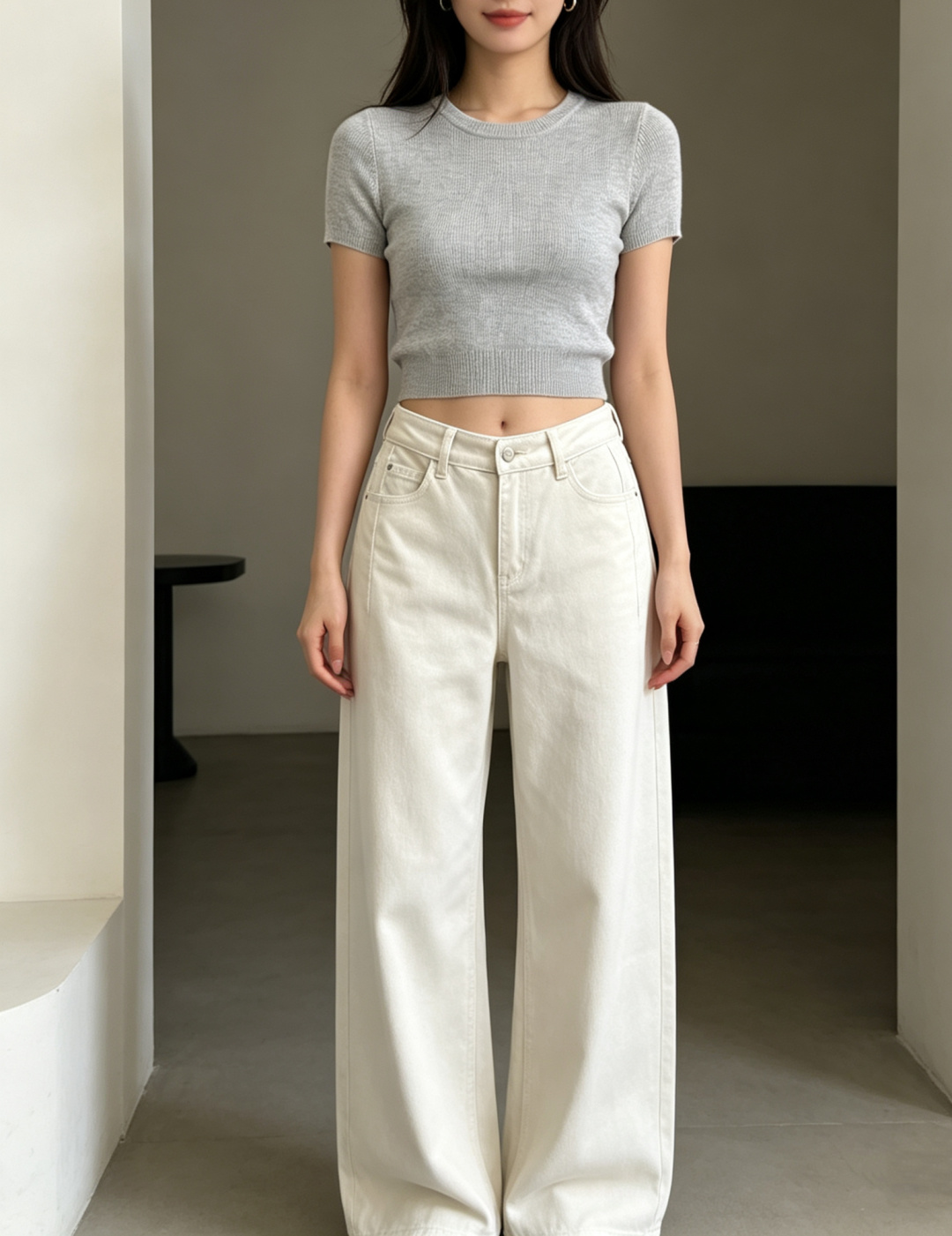 #Brunello Cucinell♡²⁶极简主义｜高级感阔腿牛仔裤 利落剪裁上身自带高级感 高腰设计兼