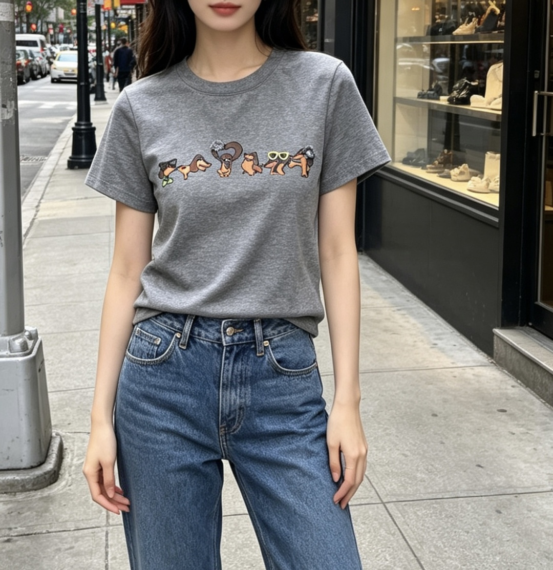 夏日的快乐，是Gucc♡²⁶小狗T给的🐾软乎乎的纯棉面料，上身超舒服一排可可爱爱的腊肠犬，瞬间戳中少女心