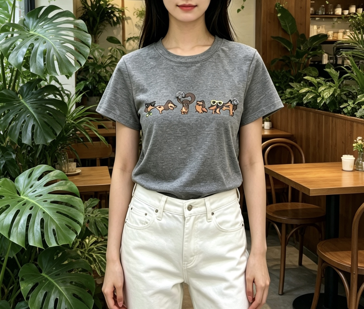 夏日的快乐，是Gucc♡²⁶小狗T给的🐾软乎乎的纯棉面料，上身超舒服一排可可爱爱的腊肠犬，瞬间戳中少女心